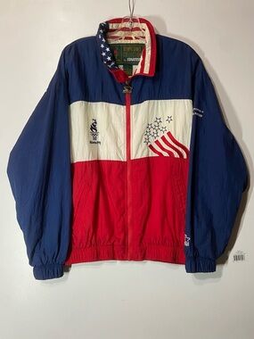 Vintage 1996 STARTER Red White Navy Atlanta Olympic Windbreaker Jacket
